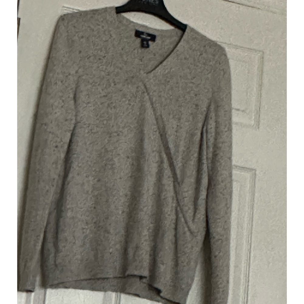 Lands End Cashmere VNeck Faux Wrap Sweater Xl 18 Gra… Gem